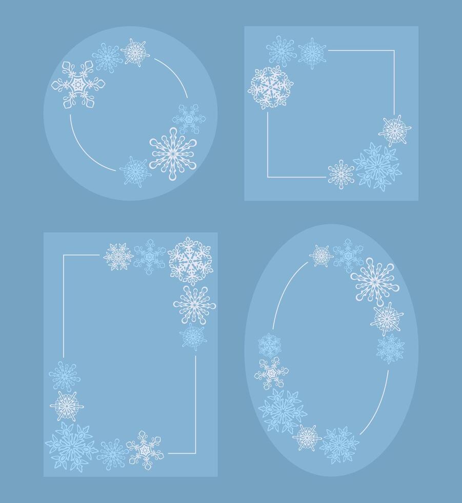 Blue frames with snowflakes vector