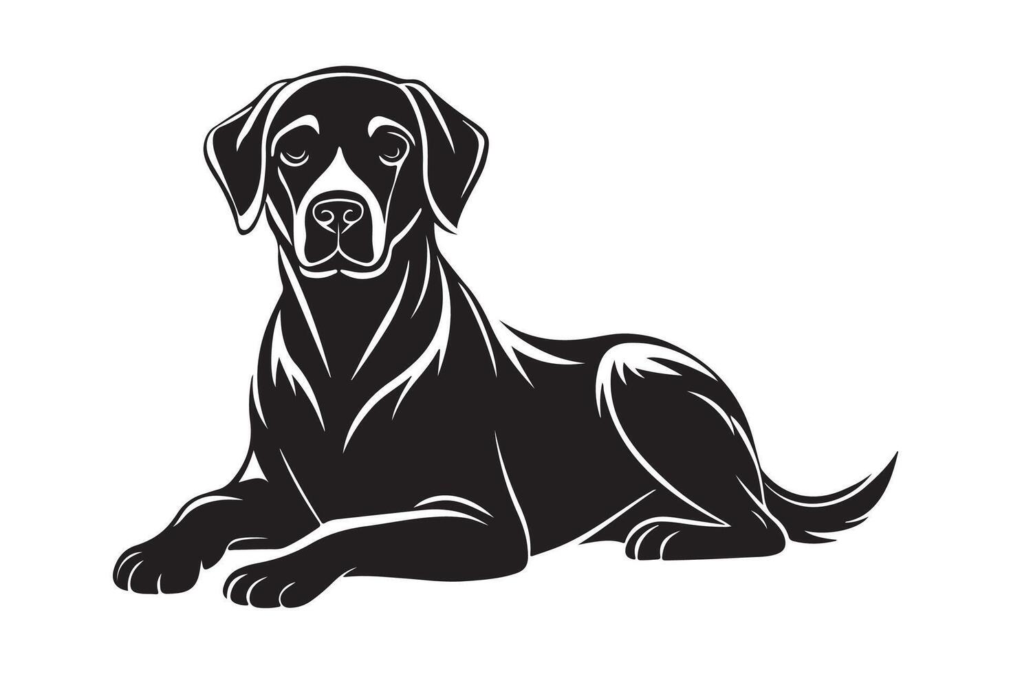 Minimalist Black LabradorMinimalist Black Labrador Silhouette in Calm Lying down,Sleeping and Resting Pose vector