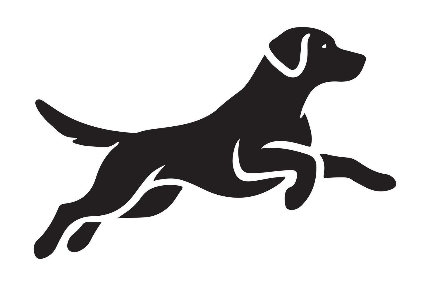 Silhouette of a Labrador Retriever in a striking pose, such as Leaping mid-air attentively vector