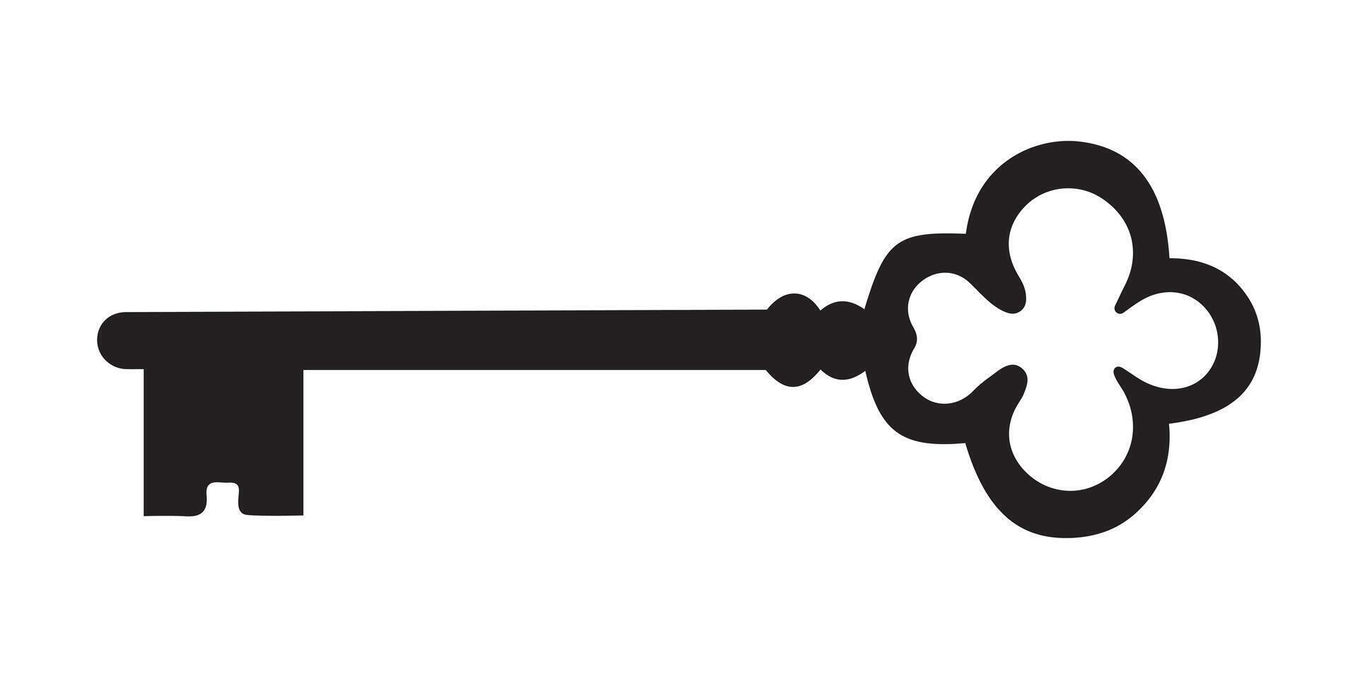 Classic Key Icon Simple Silhouette Design for Graphic Projects vector