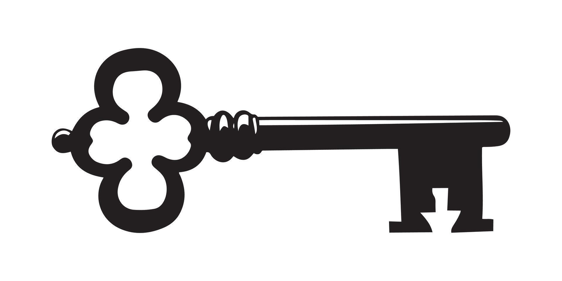 Retro Key Symbol Icon Flat Design for Visual Projects vector