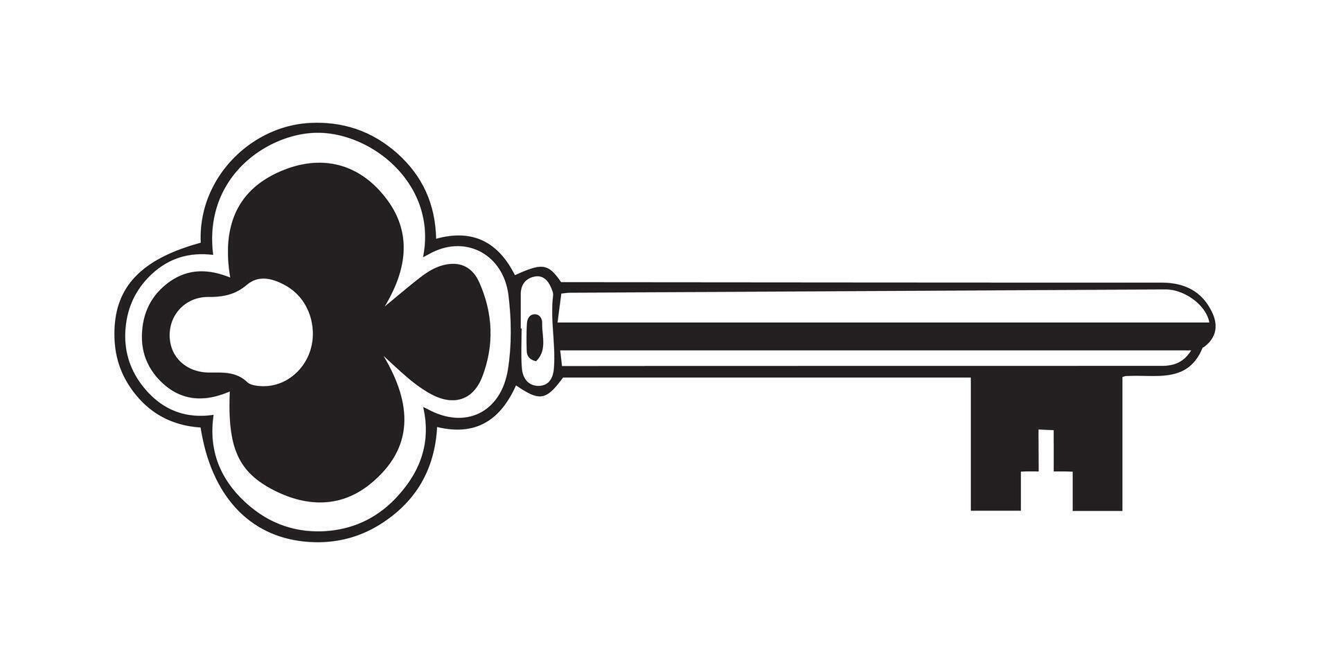 A simple, elegant silhouette of an ornate Retro Key Symbol Graphic vector
