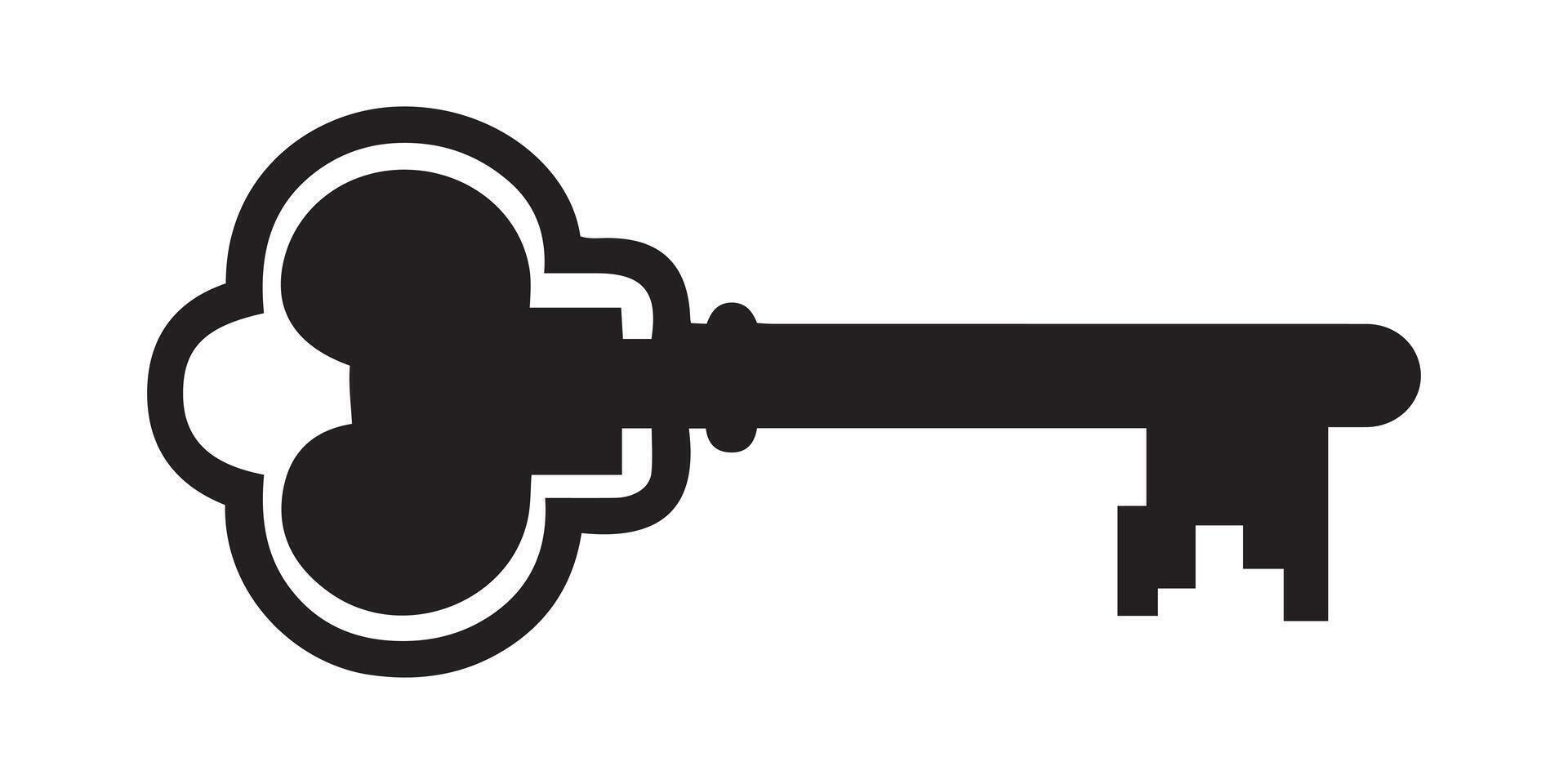 A simple, elegant silhouette of an ornate Key Icon Unlocking Opportunities vector