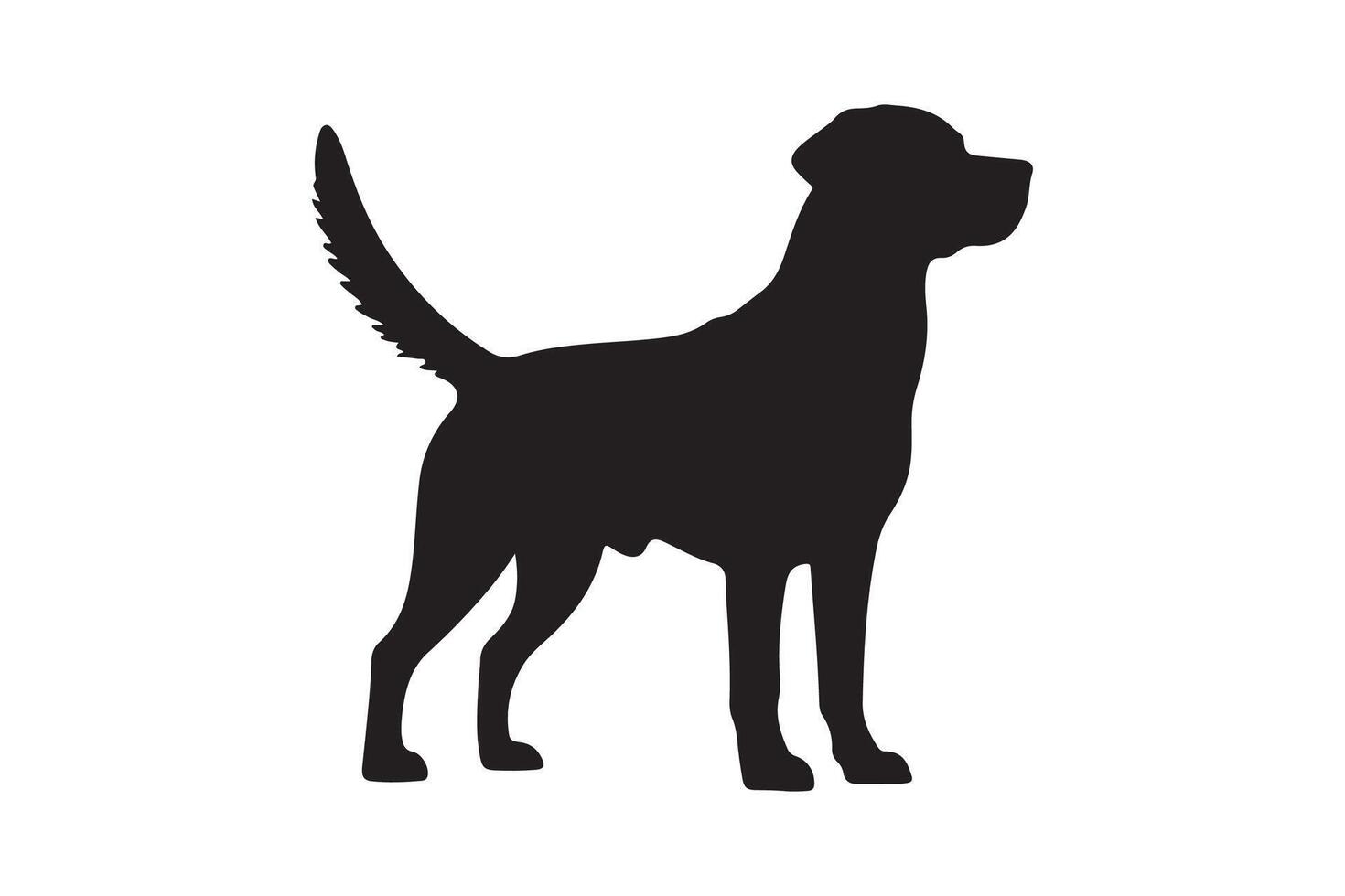 Minimalistic Labrador Retriever Silhouette Standing Alert with Wagging Tail vector