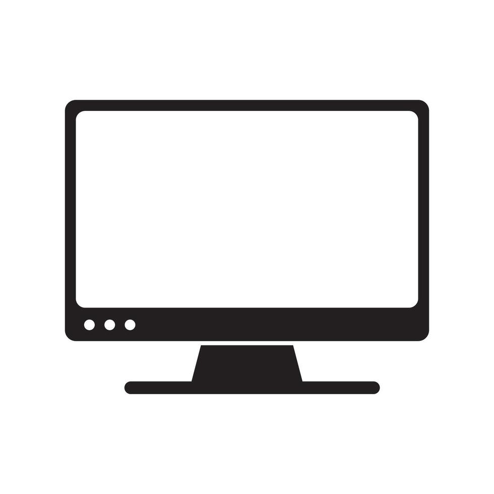 Computer monitor icon. Flat PC symbol. vector