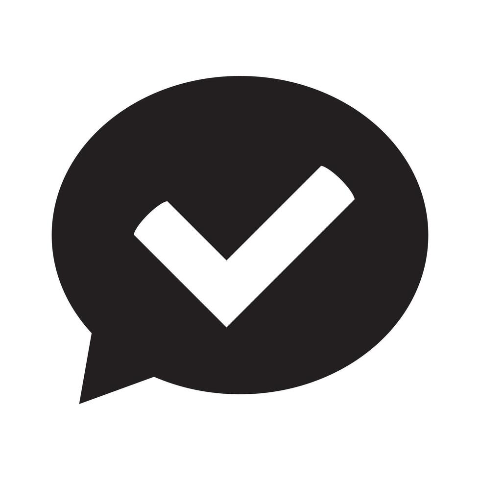 Chat bubble with checkmark icon. Speech bubble with check mark sign. vector