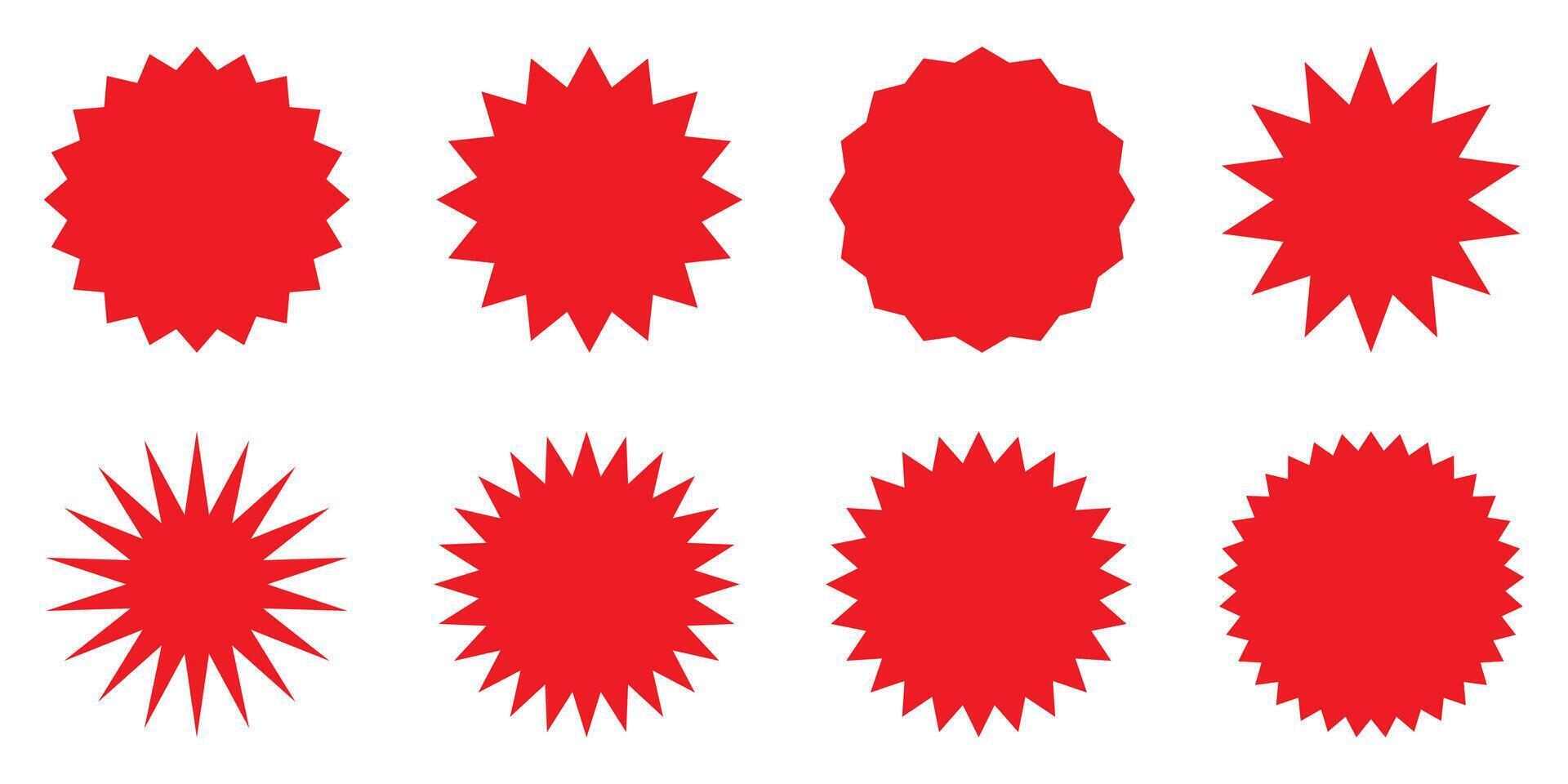 Set of red starburst, sunburst badges, best for sale sticker, price tag, quality mark. vector