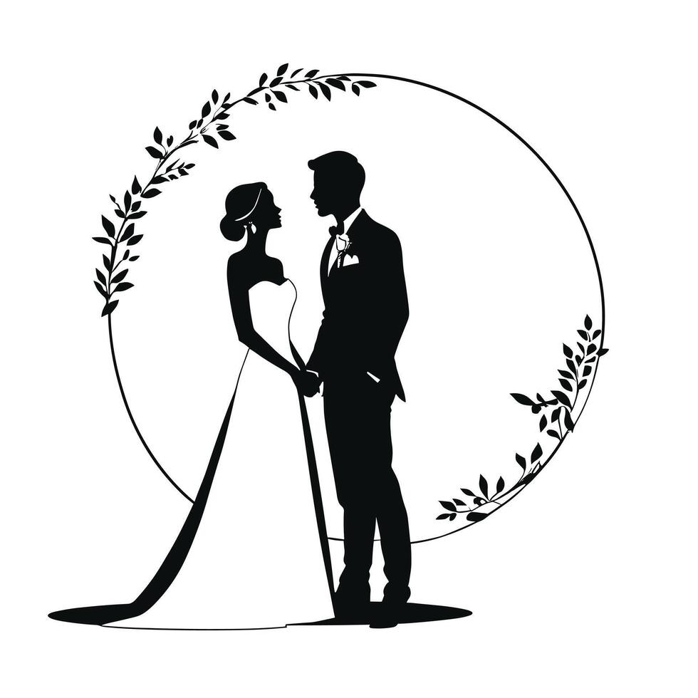 Wedding couple silhouette illustration vector