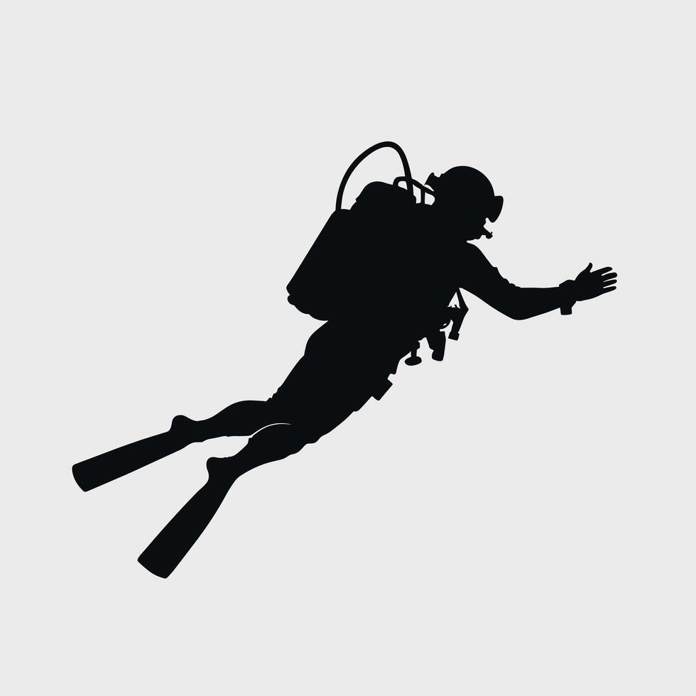Scuba diver silhouette on a white background vector