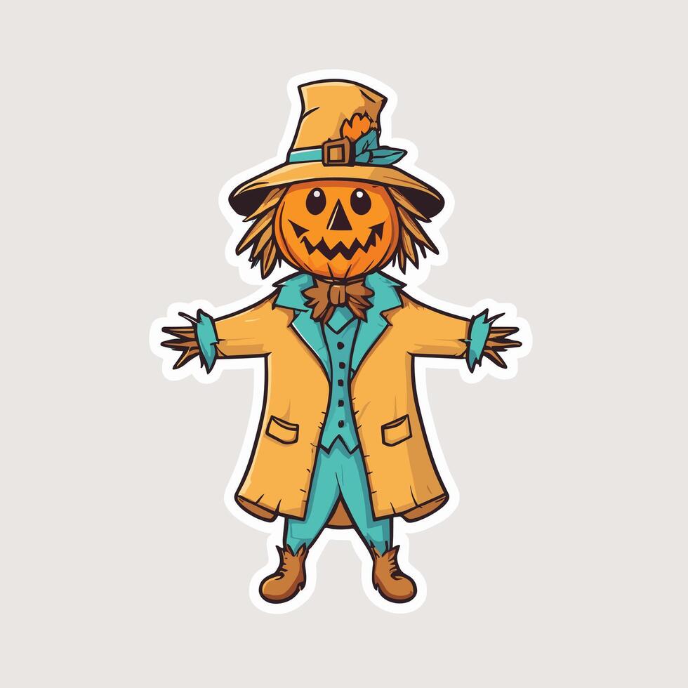 A sticker of a scarecrow with a hat and suit vector