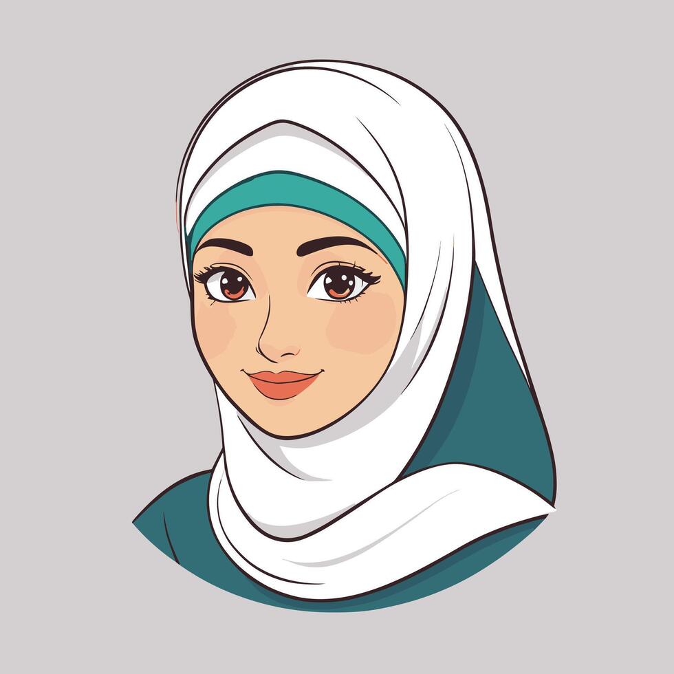 A cartoon woman wearing a hijab vector