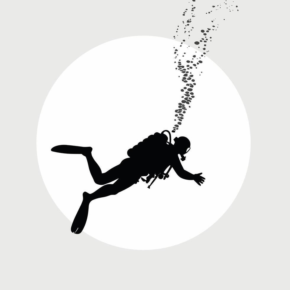 Scuba diver silhouette on white background vector