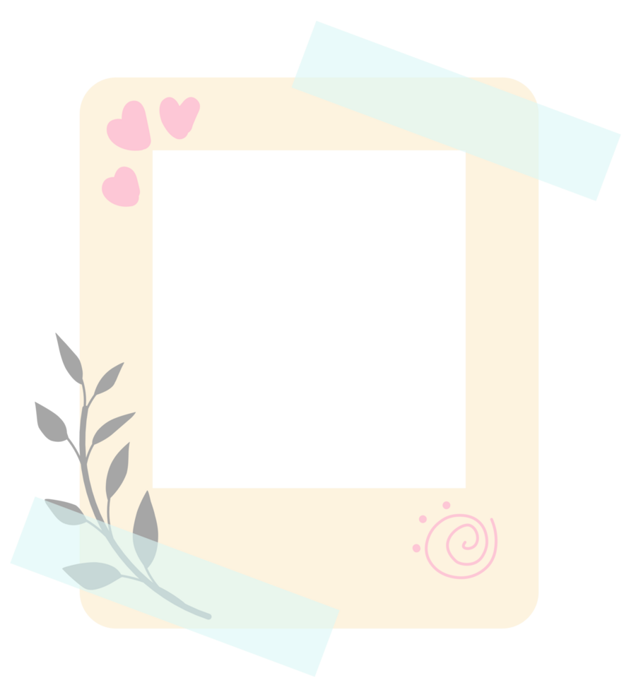 pink frame with heart and leaves png