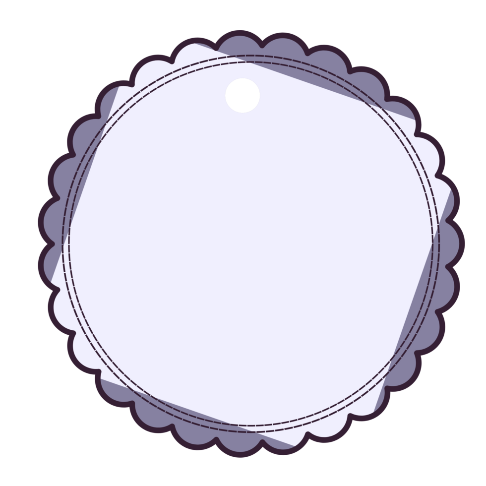 a round paper tag with a scalloped edge png