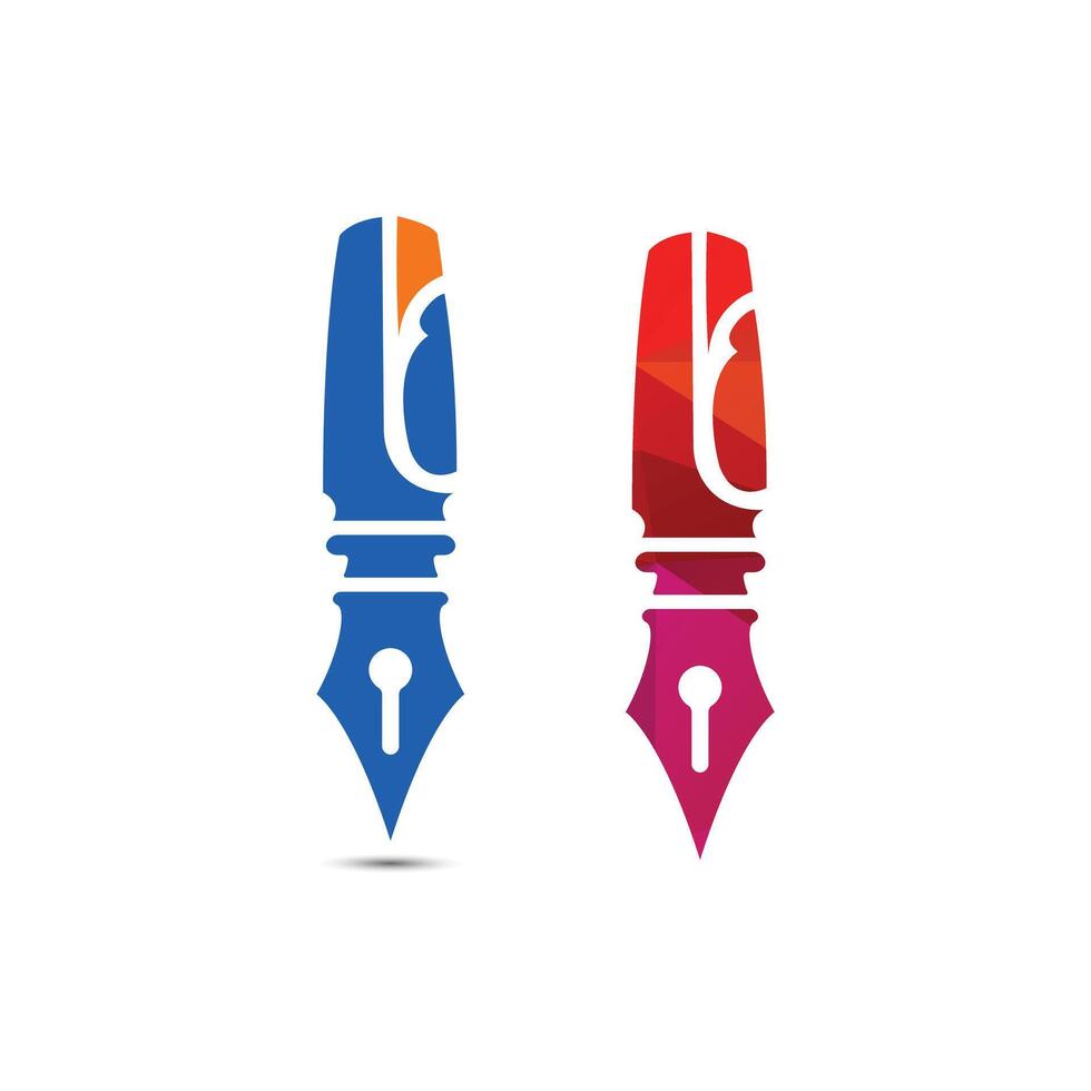 Colorful Abstract Fountain Pen Nibs in Blue and Red vector