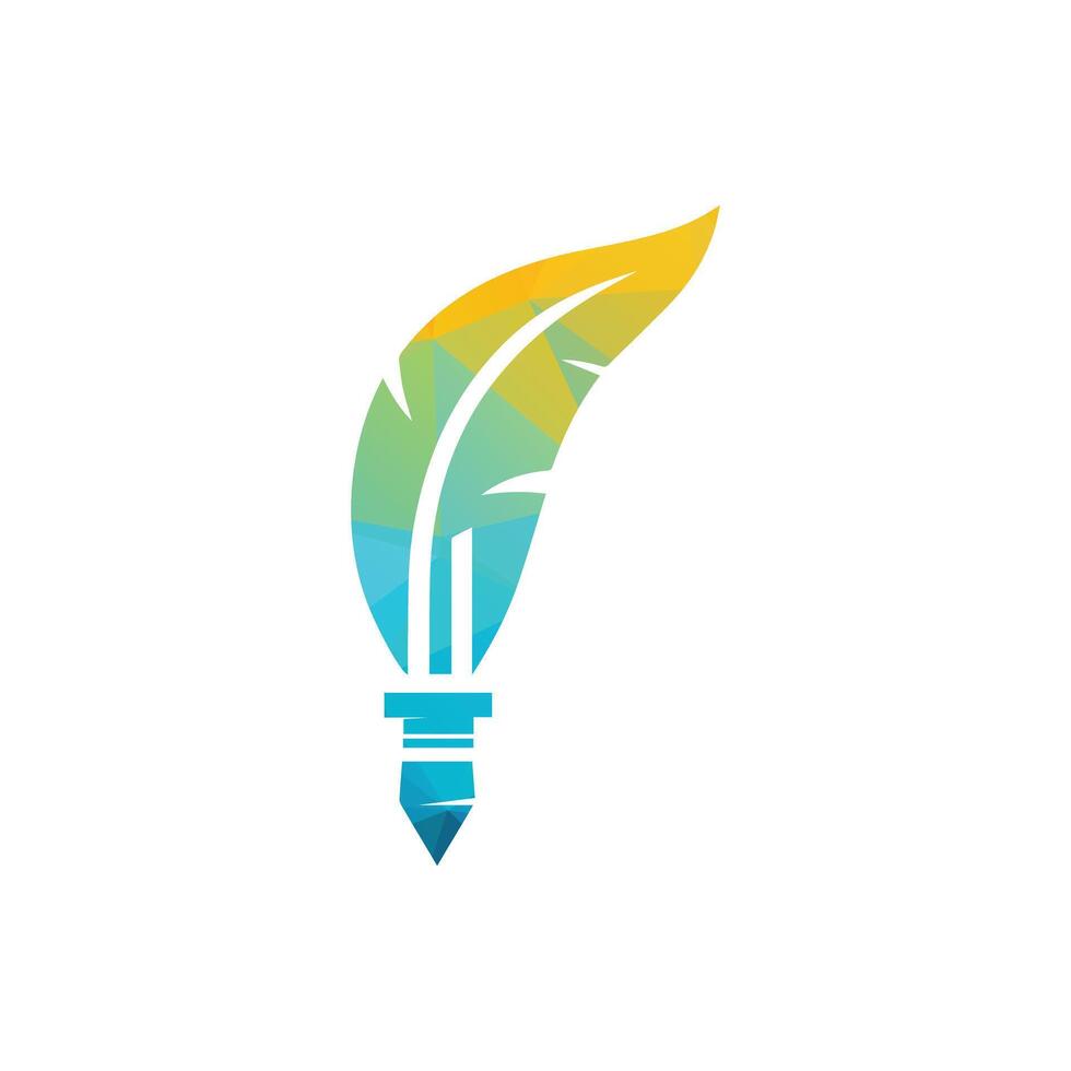 Colorful Feather Pen Logo Symbolizing Creativity and Writing vector