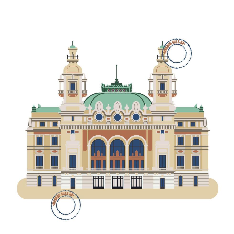 Baroque building of the casino in Monte Carlo in flat style vector
