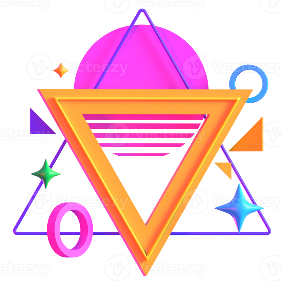 Retro Futuristic Illuminated Triangle Platform with Podium 3D Render png