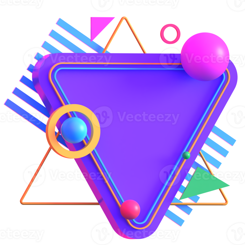 Retro Futuristic Layered Triangular 3D Render png