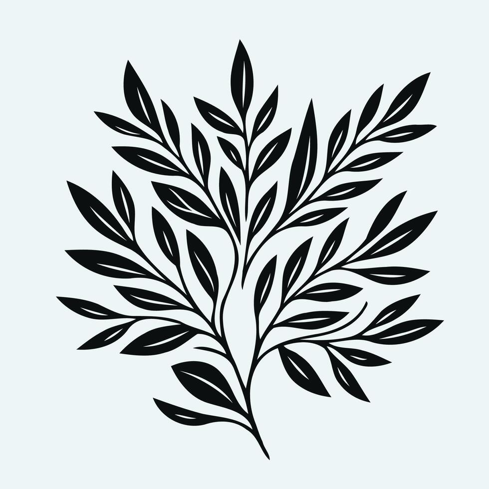 A black and white illustration of a leaf, Decorative Elements of Plants vector