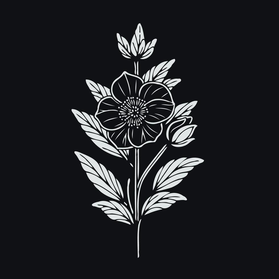 An illustration of a flower on a black background vector