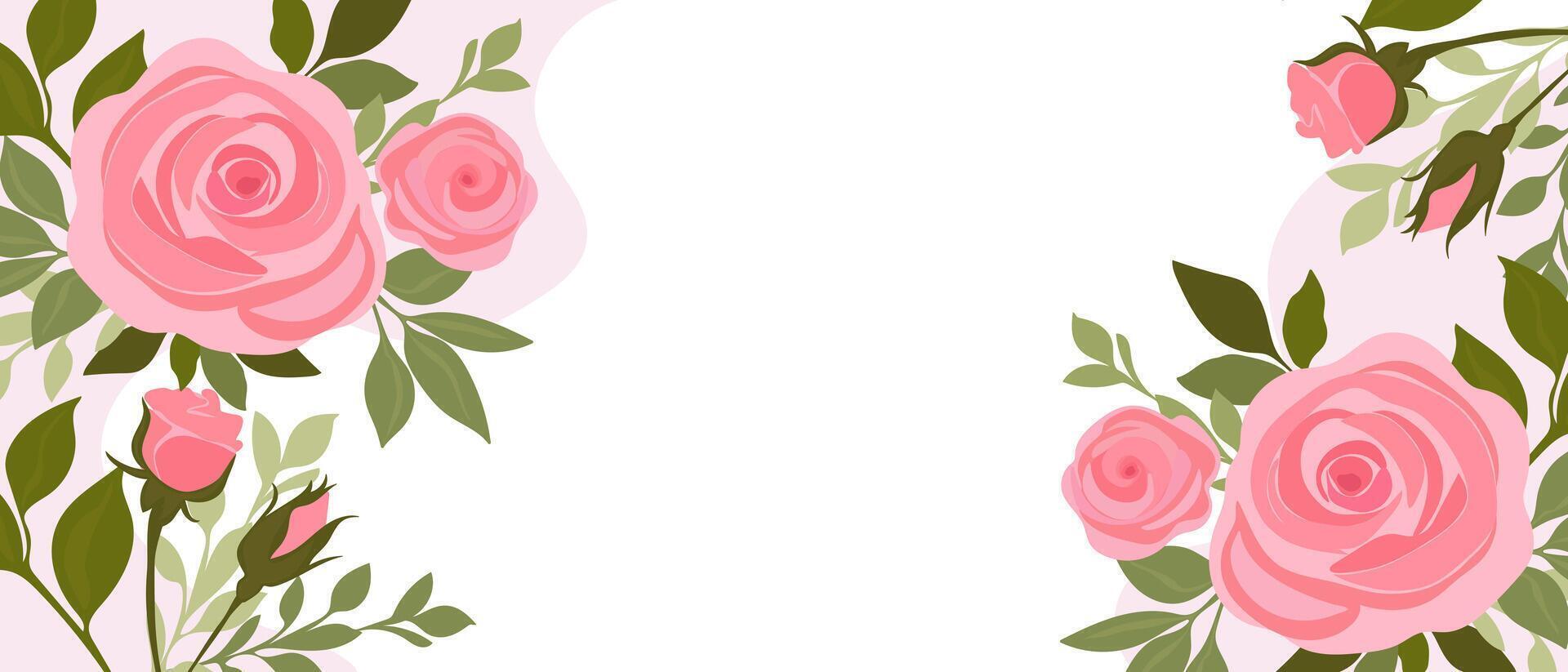 Background with roses. Rosebuds. Floral background for wedding invitation, postcard, gift voucher, certificate, flower shop, store. vector
