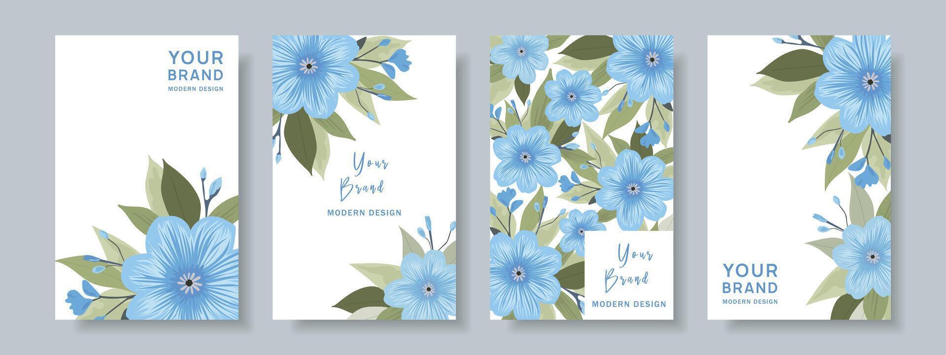 Luxurious abstract backgrounds with blue flowers vector
