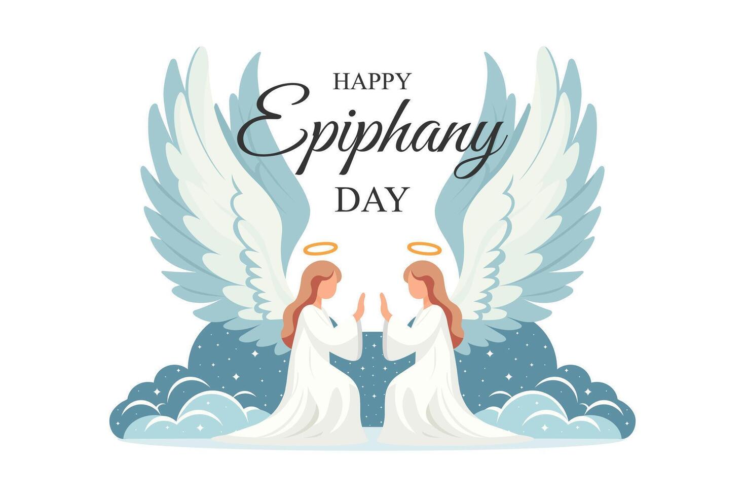 happy epiphany day wallpaper with praying angels flat illustration vector