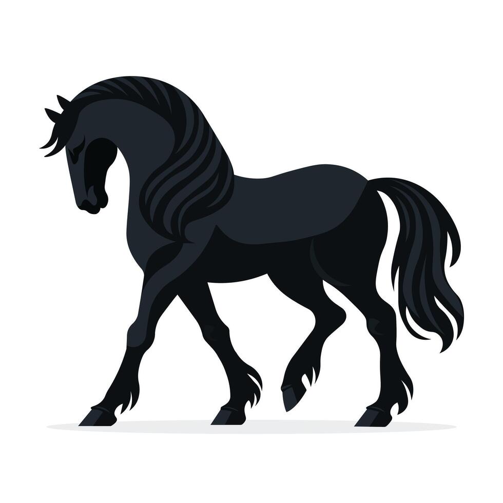 black horse isolated on white background flat illustration vector