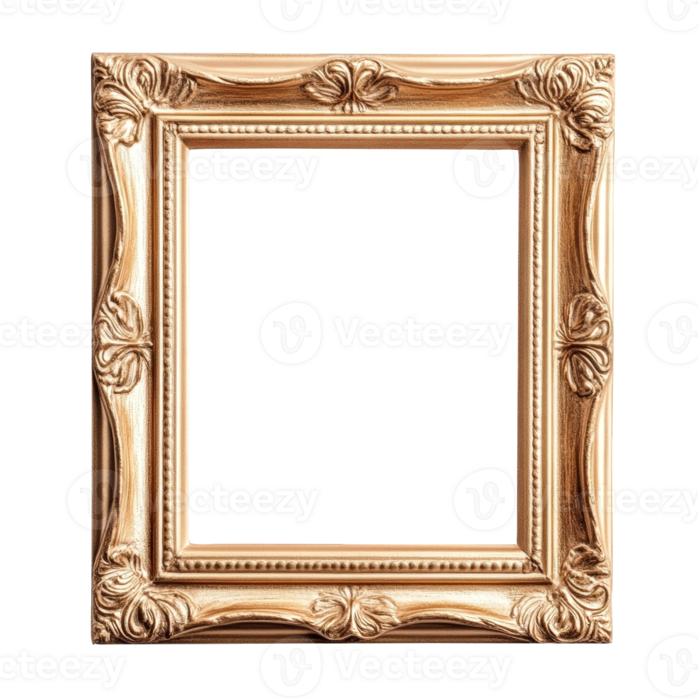 antique golden frame with ornate baroque design, featuring a isolated on a transparent background, perfect for showcasing artwork or photographs png