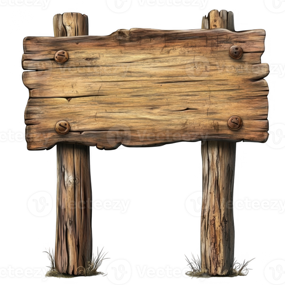 Wooden signpost with isolated on transparent background showing copy space, perfect for adding your own text or message png