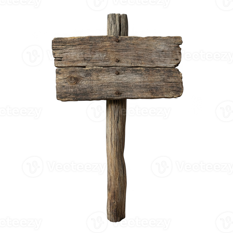 Wooden signpost mockup with isolated on transparent background showing copy space, perfect for adding your own text or message png