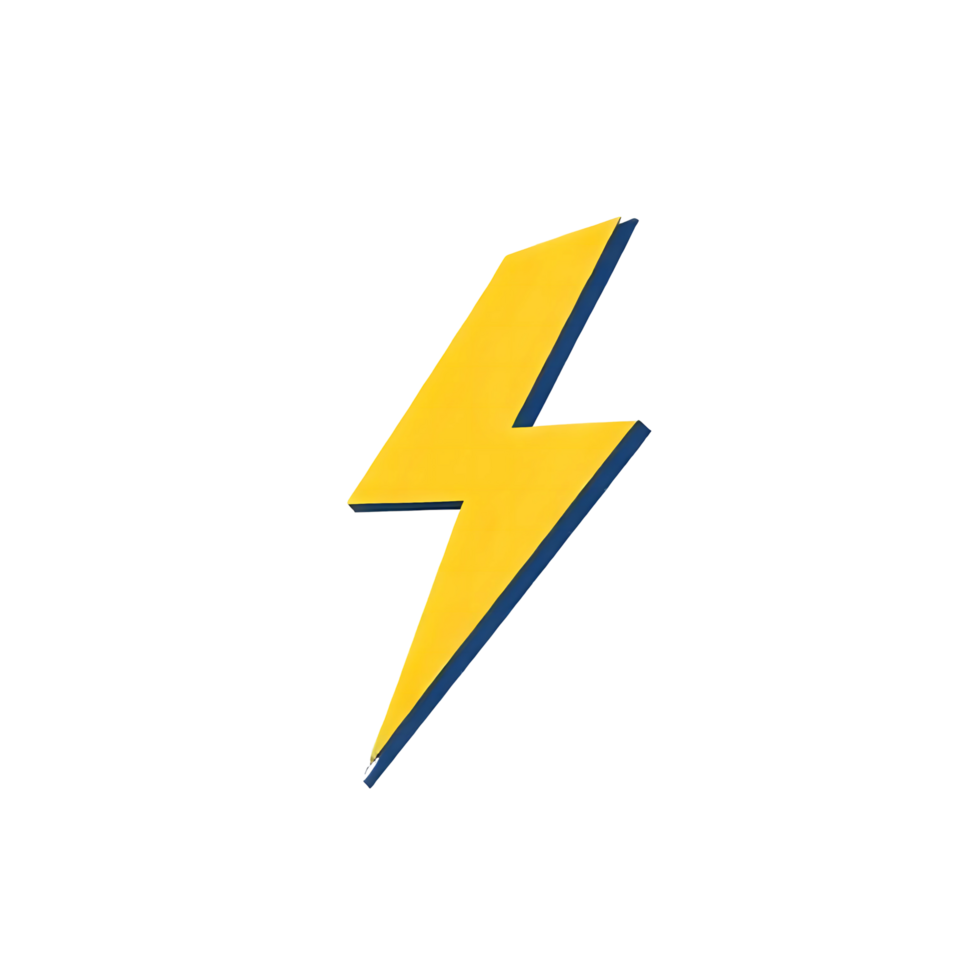 Simple Clip Art Style of Yellow Lightning Bolt on transparant Background png