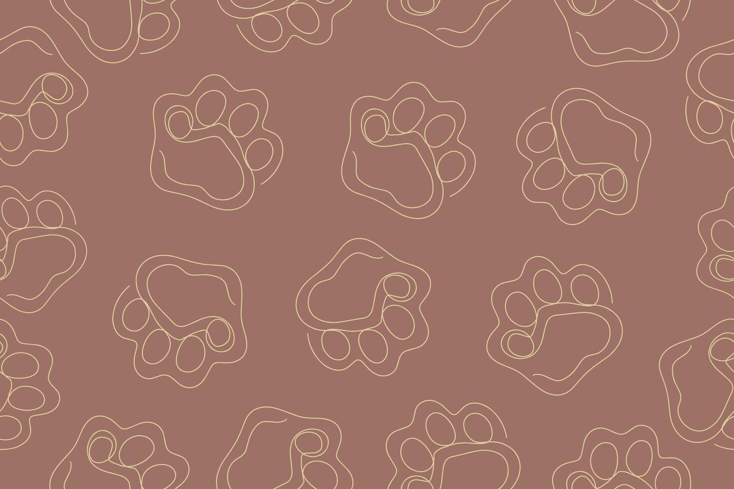 Seamless dog paw print. Texture, pet, paw, footprint, puppy, cat, background, foot, silhouette, path. Conceptual design. illustration on mocha mousse background vector
