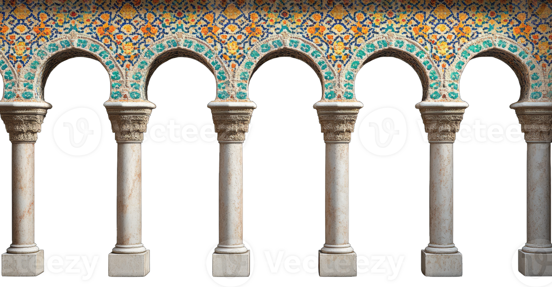 A photograph of arches and columns in the style of Islamic architecture png