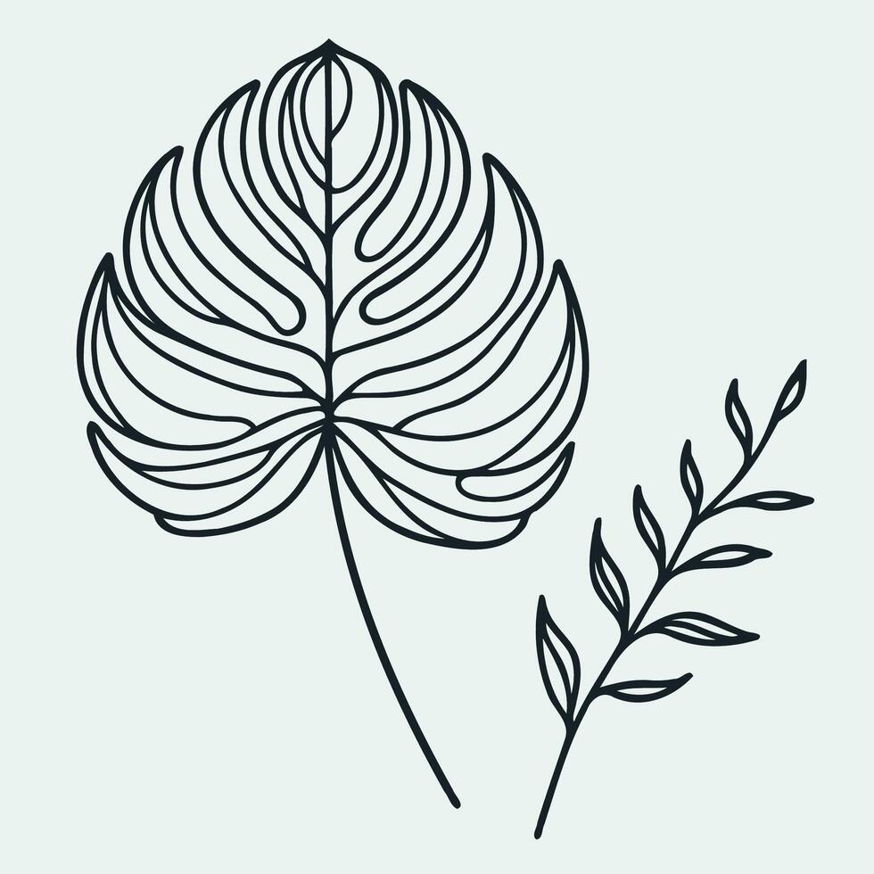 A line drawing of a plant with leaves vector