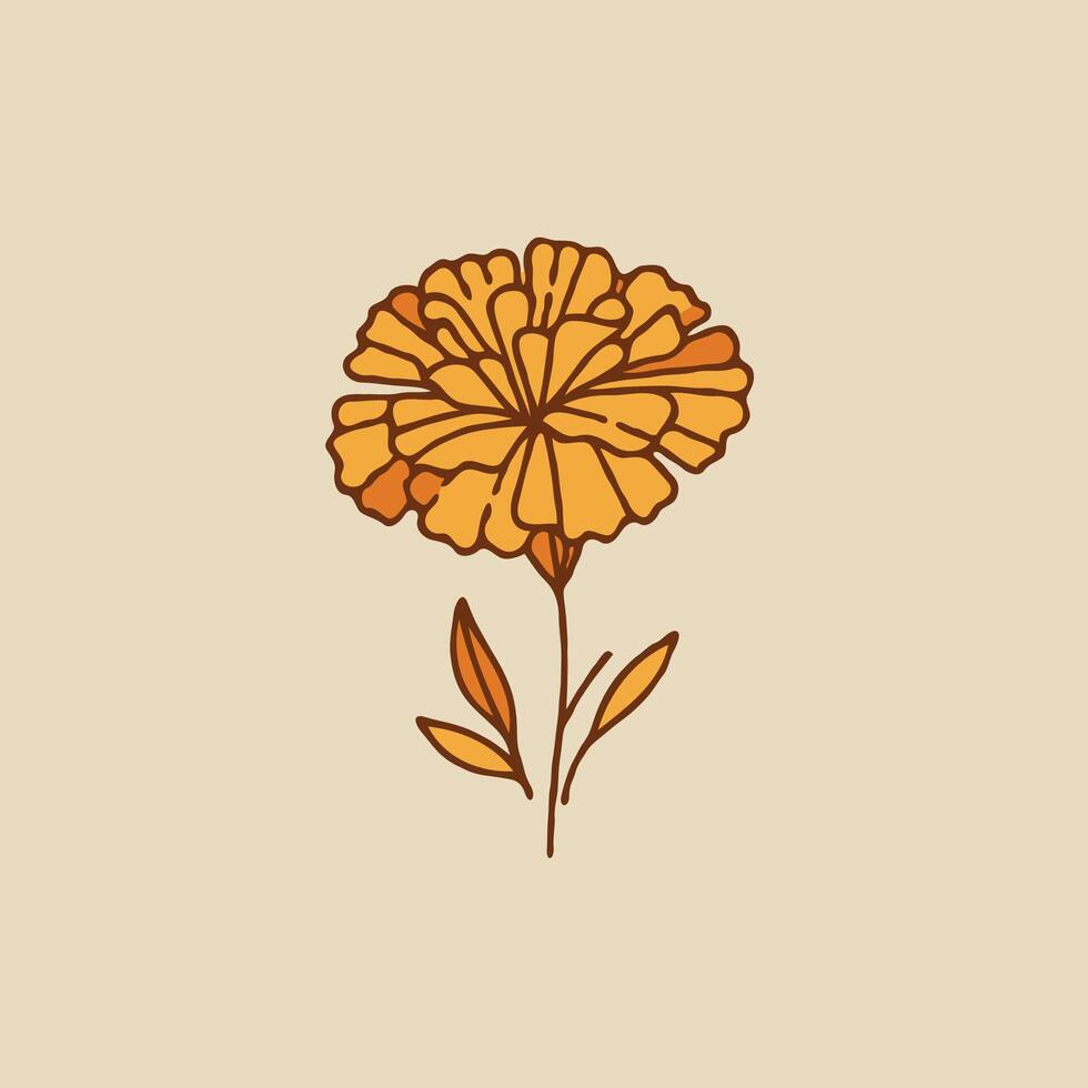 A flower is shown in a simple line drawing vector