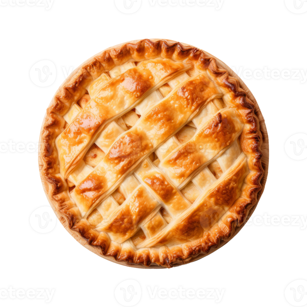 Delicious homemade apple pie with a golden lattice crust top png
