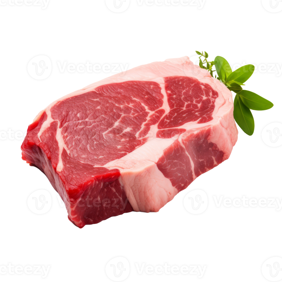 fresco lombo bife com uma raminho do erva em uma transparente fundo png