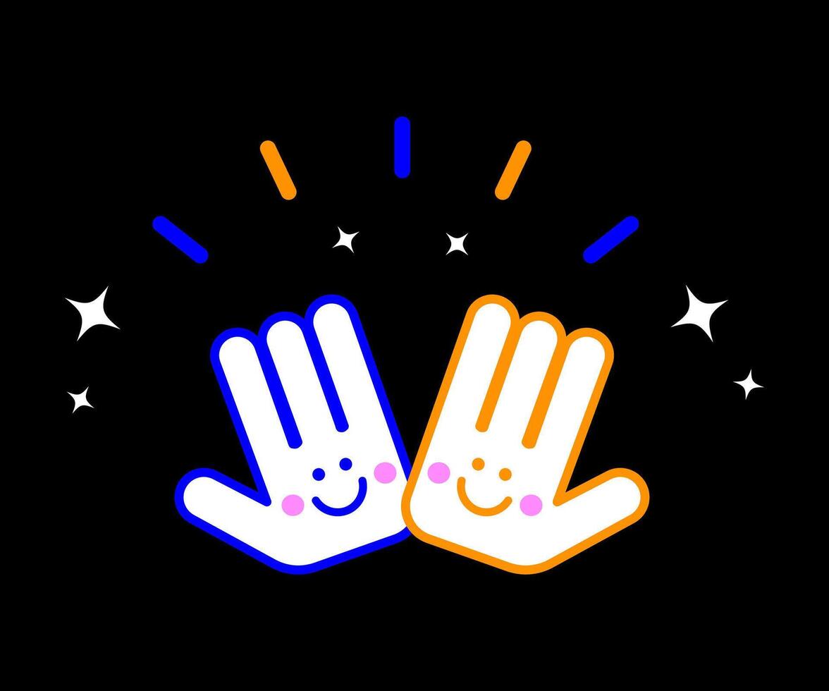 fun two hand cartoon doodle icon sticker. vector