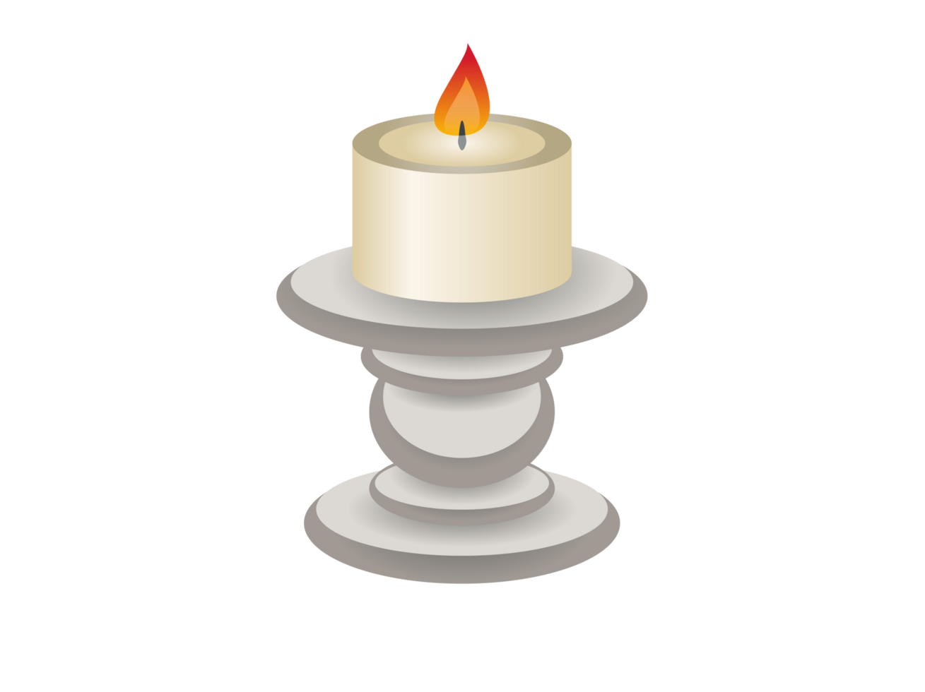 Isolated gradient light candle with fire flame icon png