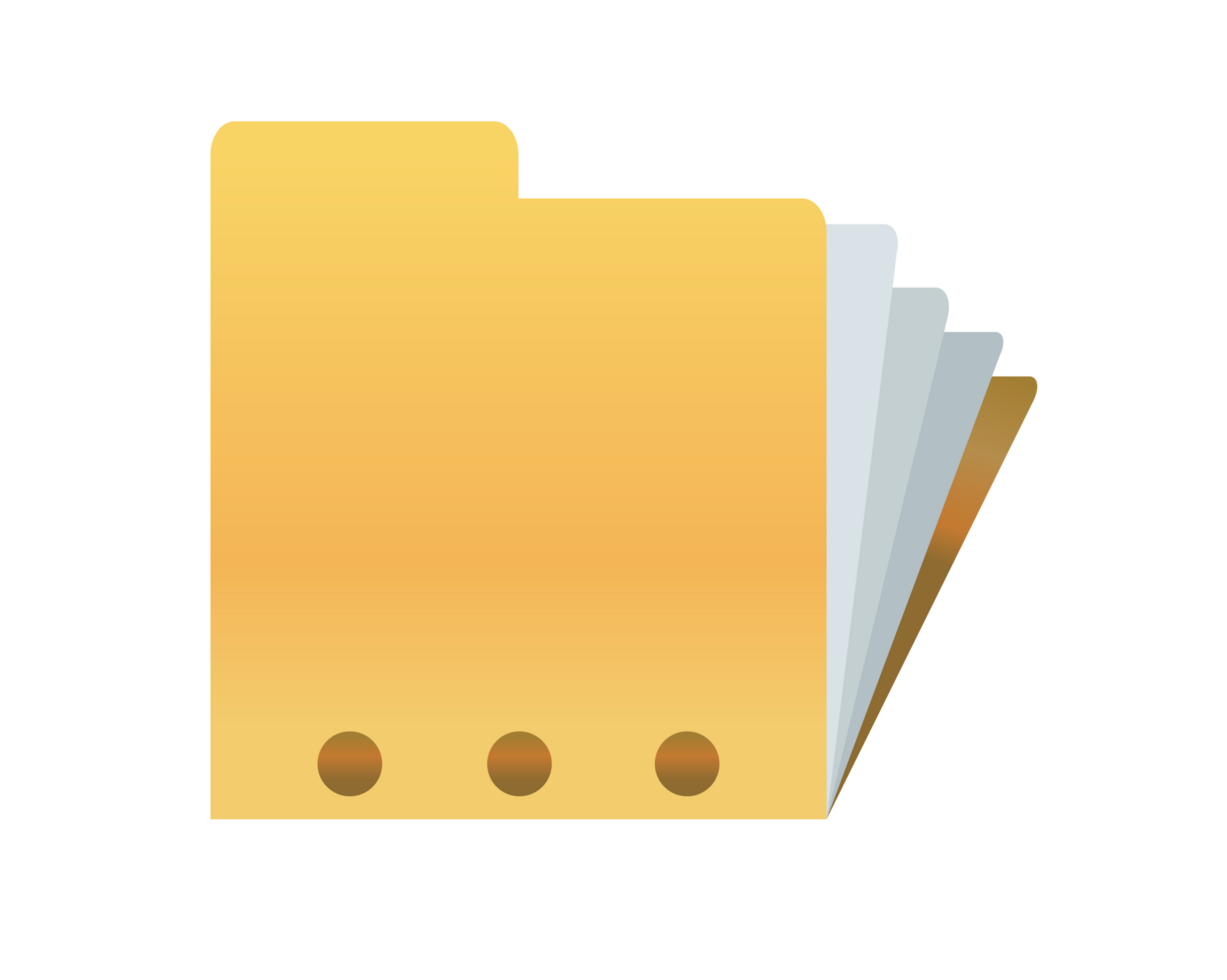 Classic gradient yellow computer file folder icon with document png
