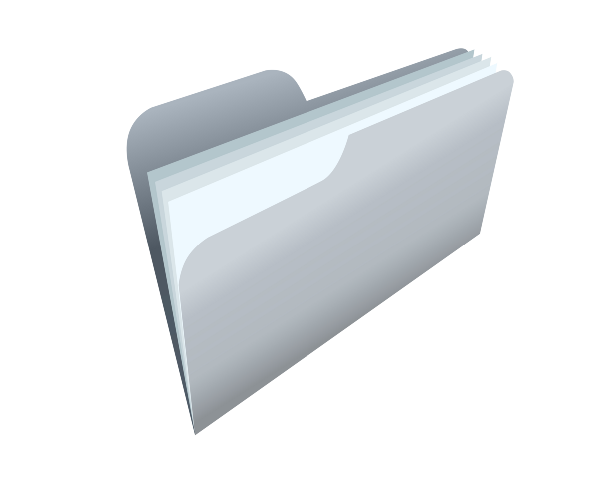 Classic gradient grey computer empty file folder icon with document png
