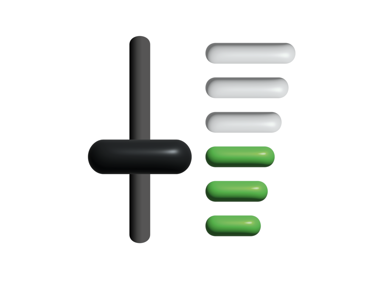 3D Black level slider controller grey sound, audio, music mixing console icon with scale markings png