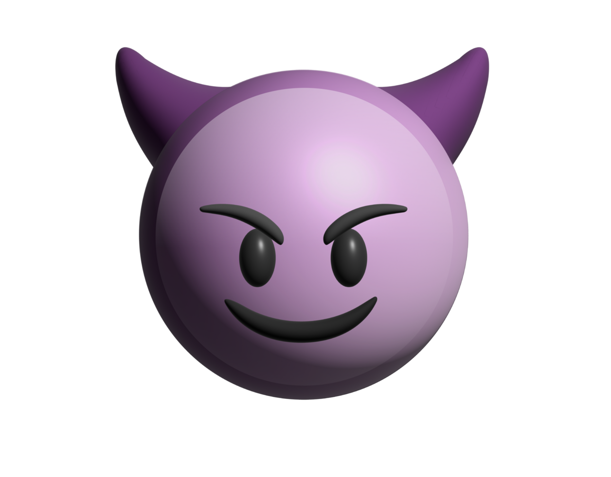 3D purple demon devil smiling face icon with Horns png