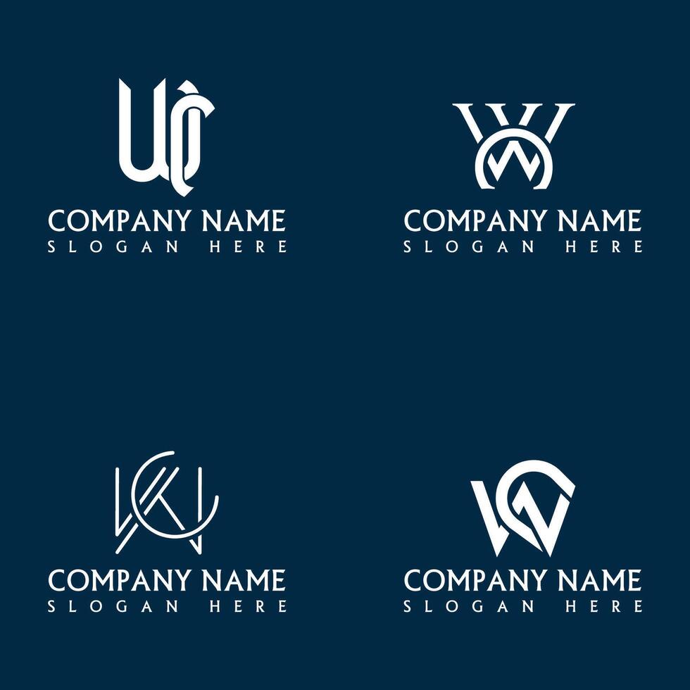 CW WC letter logo set design vector