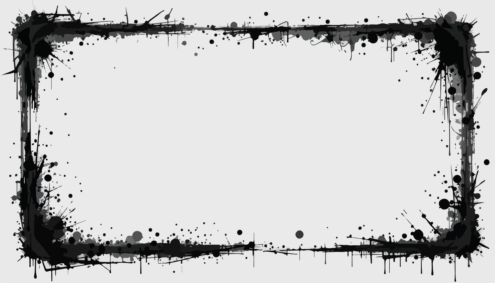 Graffiti Stencil Frames Set Paint Splash Grunge Texture Borders in Black and White Flat Style vector