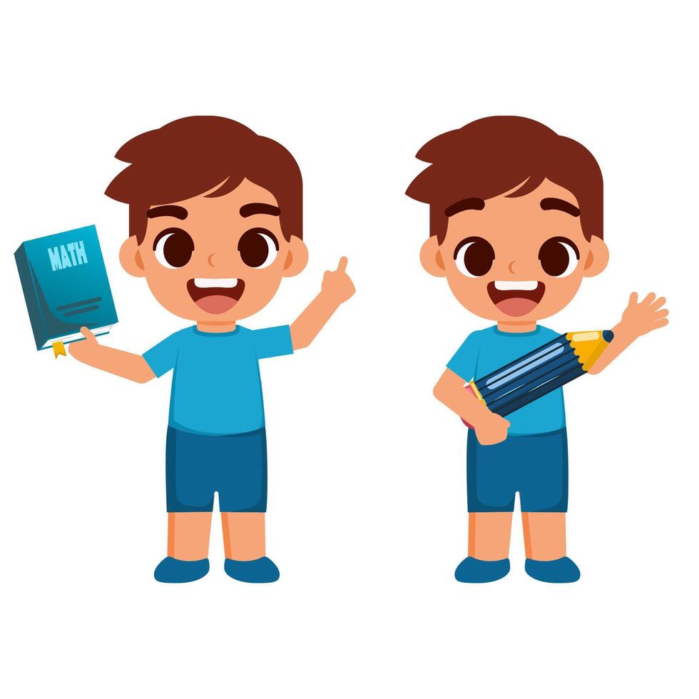 Flat illustration expression of children happy to study, back to school element vector