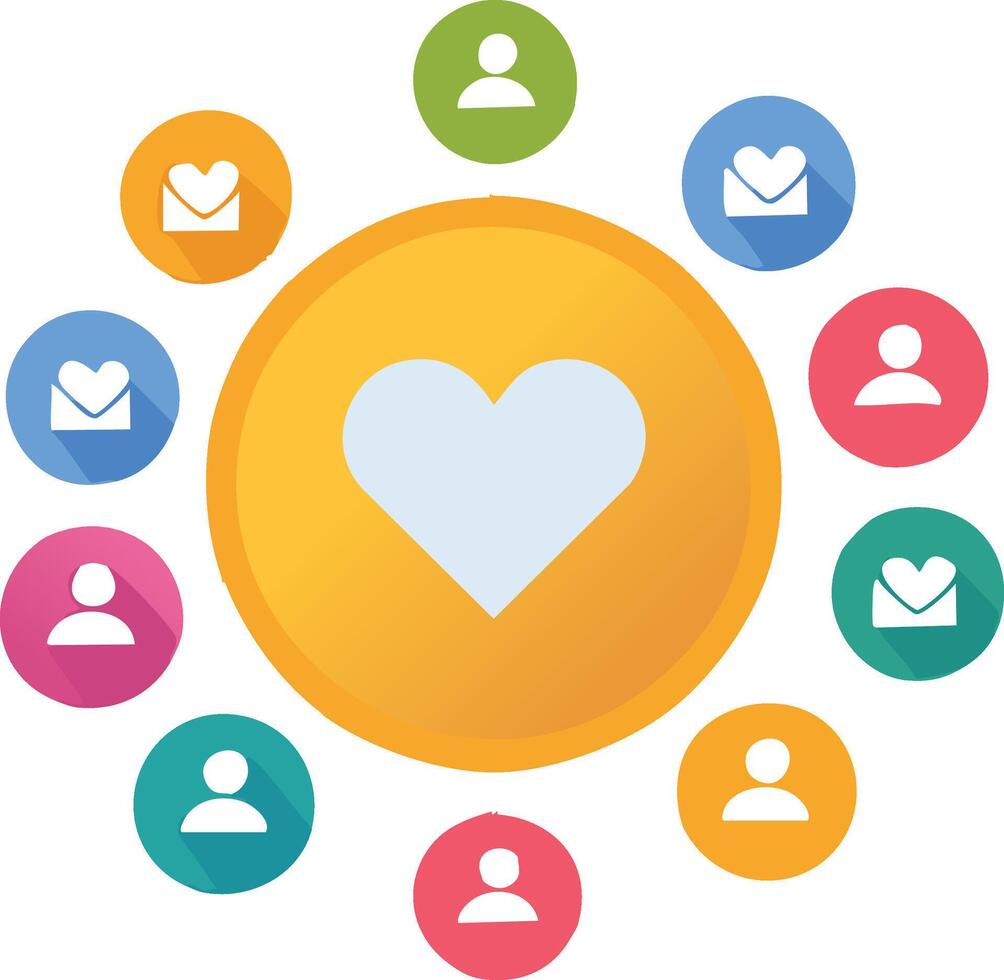 A circle with many different people and icons around it vector