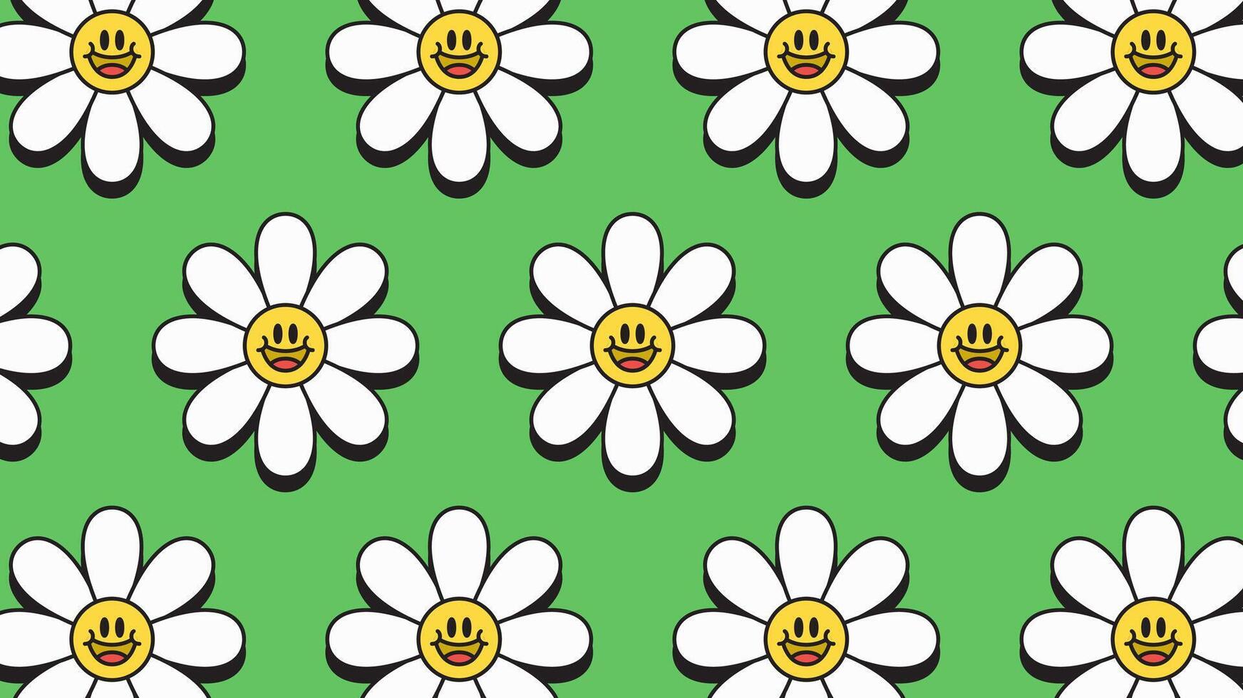 Smiley daisy pattern background illustration vector
